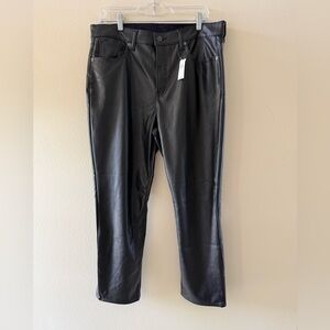 GAP Black Faux Leather Straight Leg Pants
